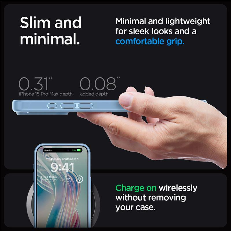 Spigen Crystal Hybrid-etui for iPhone 15 Pro Max - Klar blå
