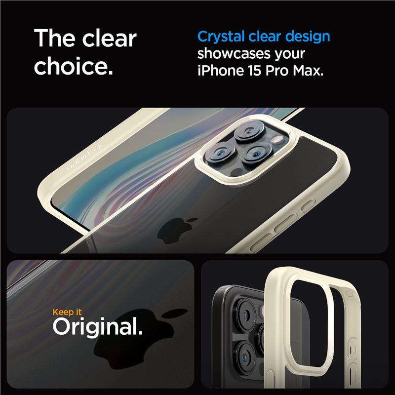 Spigen Crystal Hybrid-etui for iPhone 15 Pro Max - klar beige