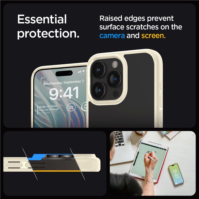 Spigen Crystal Hybrid-etui for iPhone 15 Pro Max - klar beige