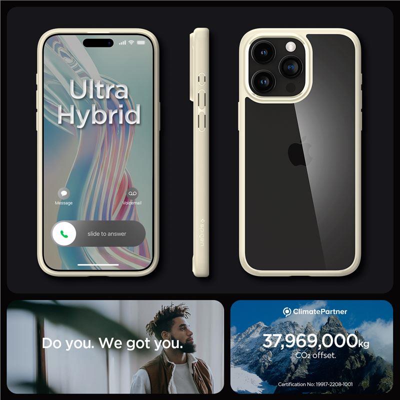Spigen Crystal Hybrid-etui for iPhone 15 Pro Max - klar beige