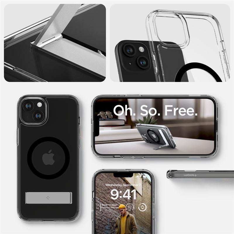 Spigen Ultra Hybrid S MagSafe-etui med stativ for iPhone 15 Plus - Svart
