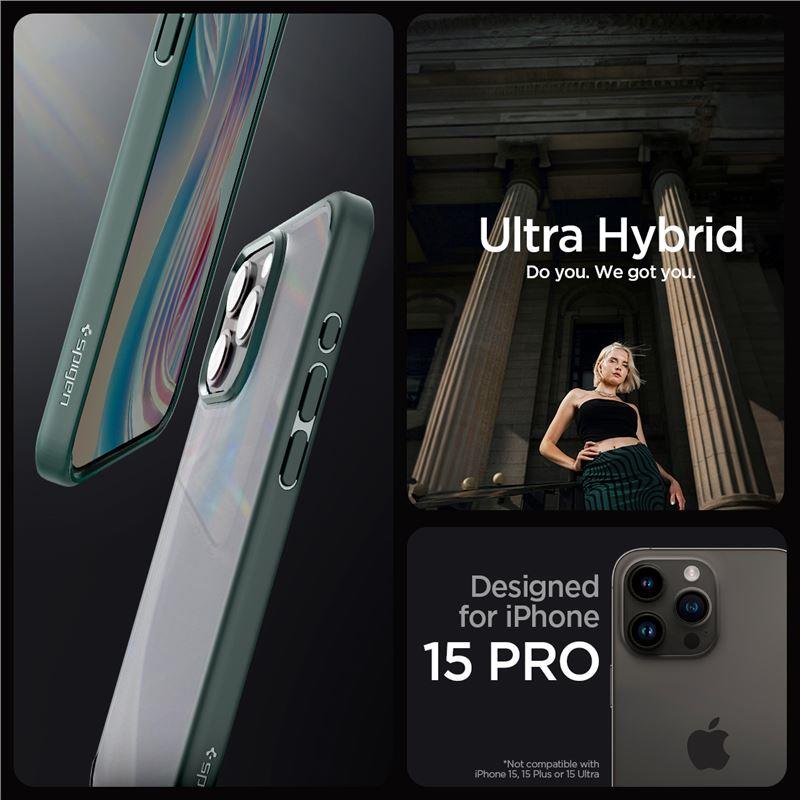 Spigen Ultra Hybrid iPhone 15 Pro-etui - mørkegrønn