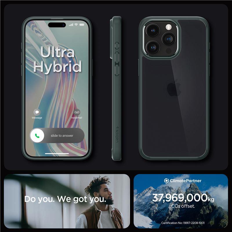Spigen Ultra Hybrid iPhone 15 Pro Max-etui - mørkegrønn