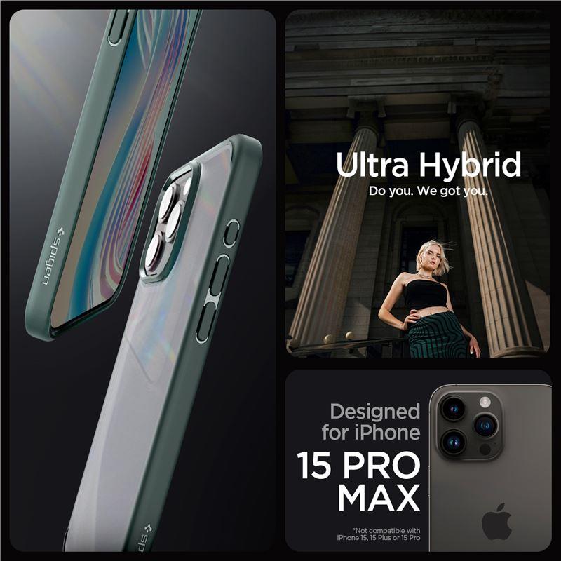 Spigen Ultra Hybrid iPhone 15 Pro Max-etui - mørkegrønn
