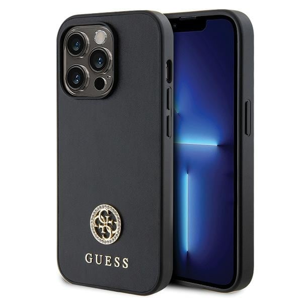Guess GUHCP15LPS4DGPK iPhone 15 Pro 6,1" svart/svart hardcase Strass Metal Logo