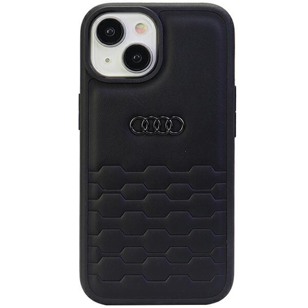 Audi GT syntetisk lærveske for iPhone 15 Plus - svart