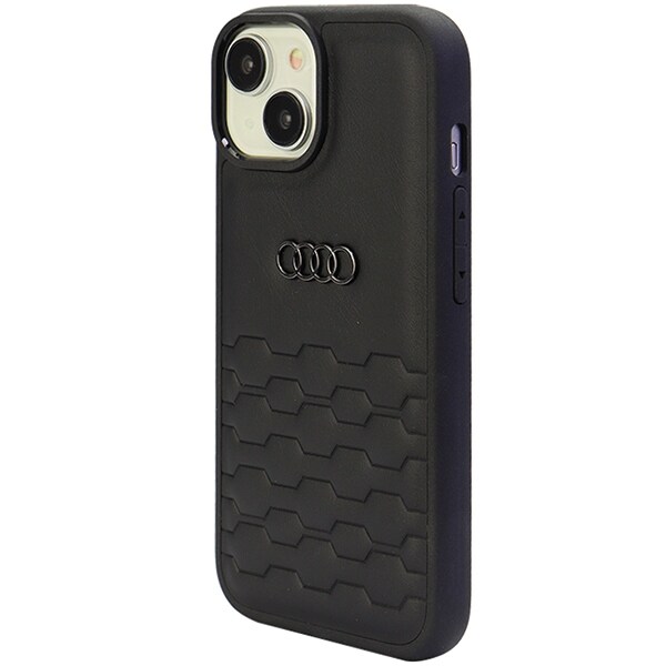 Audi GT syntetisk lærveske for iPhone 15 Plus - svart
