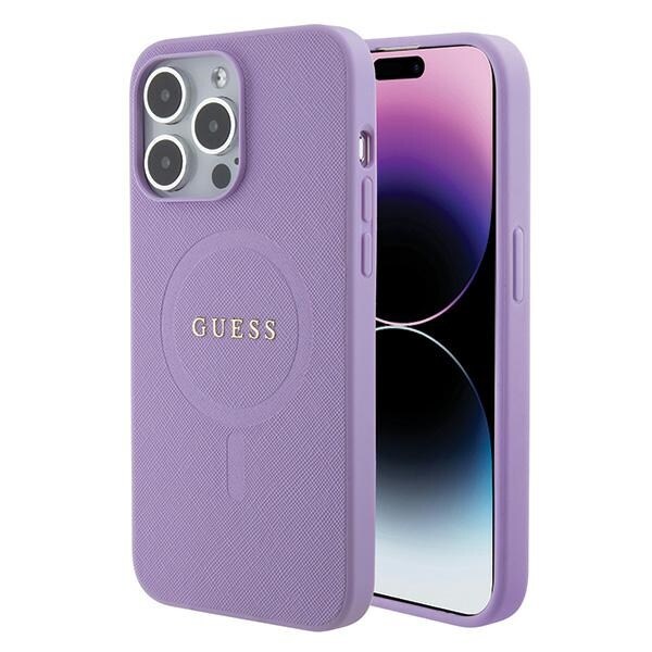 Guess Saffiano MagSafe-etui for iPhone 15 Pro - lilla