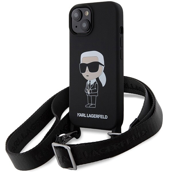 Karl Lagerfeld KLHCP15SSCBSKNK iPhone 15 6,1" hardcase svart/svart Crossbody Silikon Ikonik