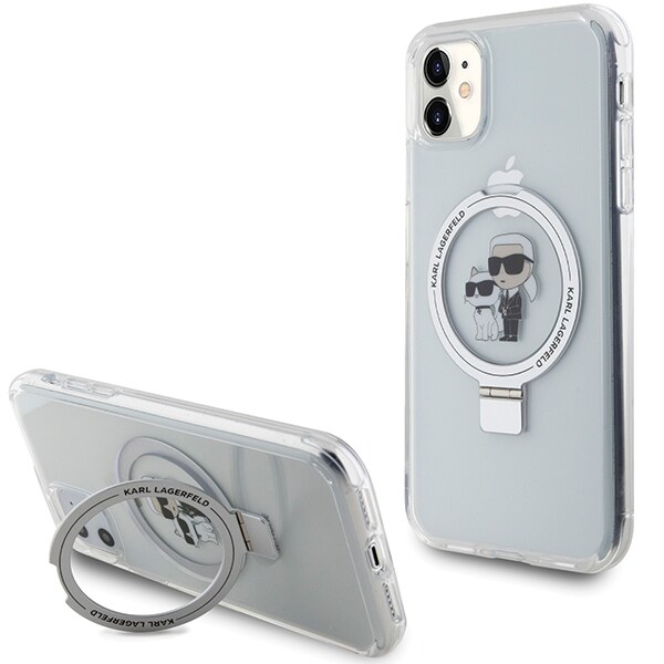 Karl Lagerfeld KLHMN61HMRSKCH iPhone 11/Xr 6,1" hvit hardcase Ringstativ Karl & Choupette MagSafe