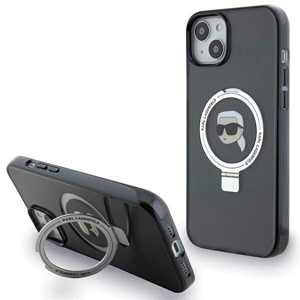 Karl Lagerfeld KLHMP15SHMRSKHK iPhone 15 6,1" svart/svart hardcase Ringstativ Karl Head MagSafe