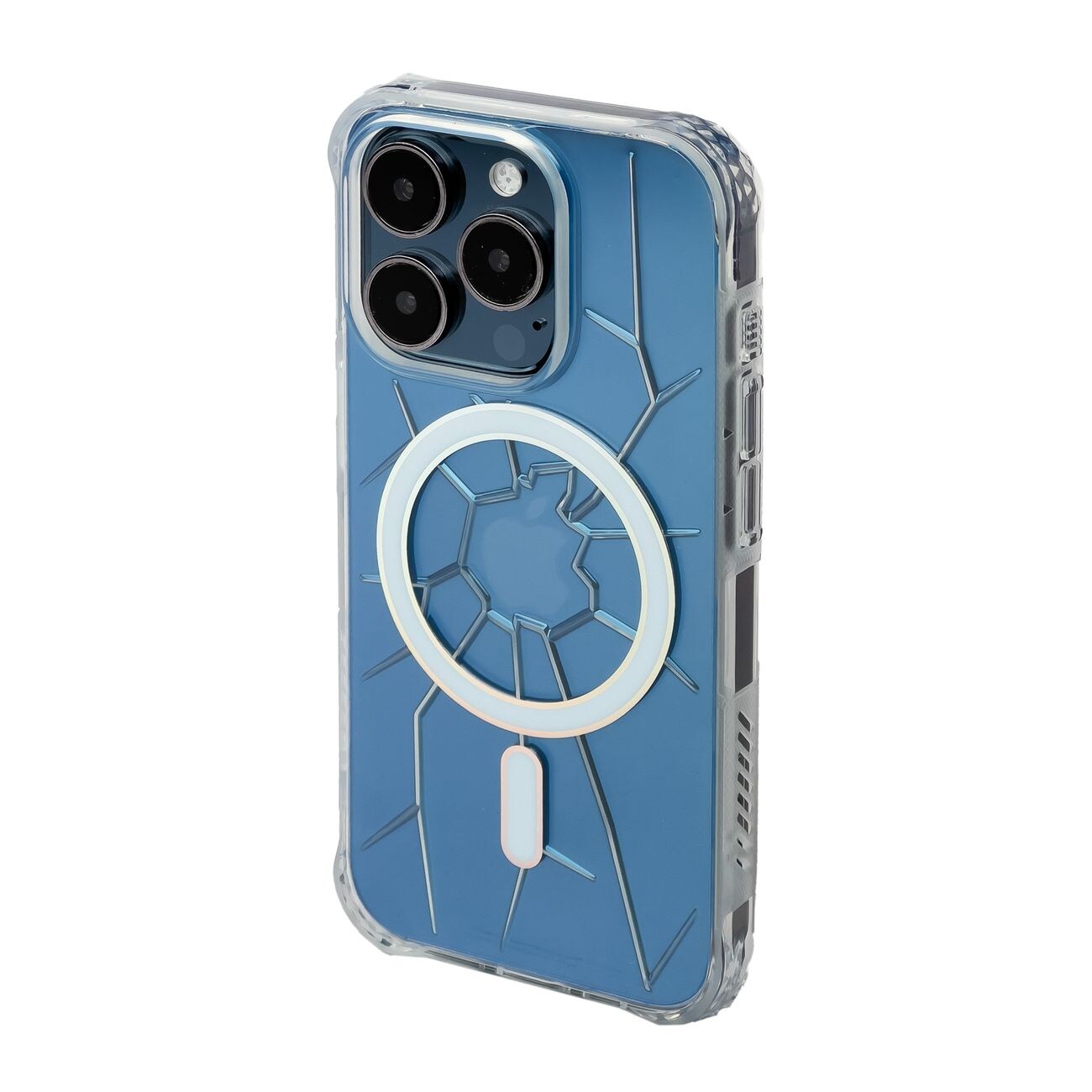 MagSafe Kingxbar PQY Crack Series silikonetui for iPhone 15 Pro Max - gjennomsiktig