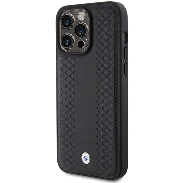 BMW Skinnveske med diamantmønster for iPhone 15 Pro Max - svart