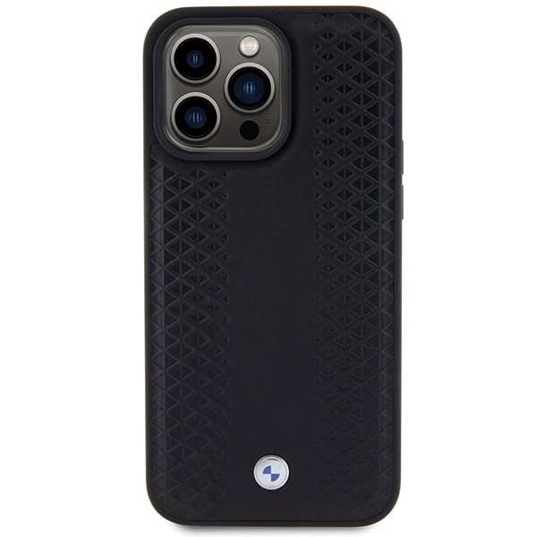 BMW Skinnveske med diamantmønster for iPhone 15 Pro Max - svart