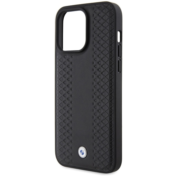 BMW Skinnveske med diamantmønster for iPhone 15 Pro Max - svart