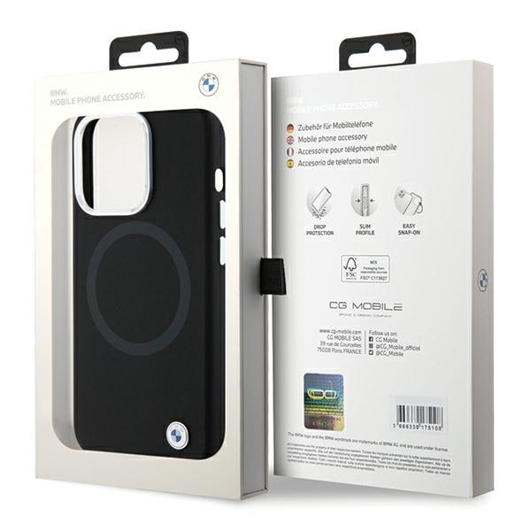 BMW Signature Liquid Silicone MagSafe-etui i silikon for iPhone 15 Pro - svart