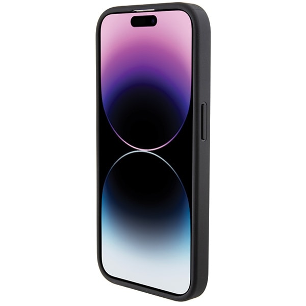 BMW Skinnveske med tekstur og striper til iPhone 15 Pro - svart