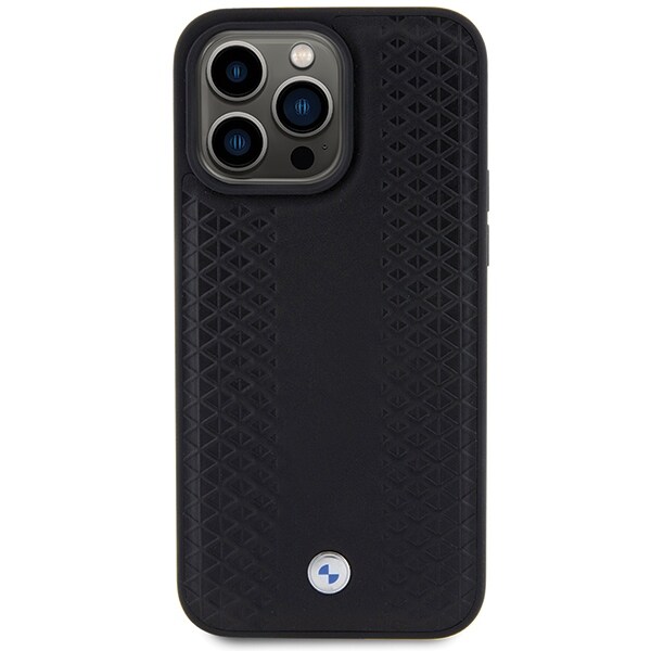 BMW Skinnveske med diamantmønster for iPhone 15 Pro - svart
