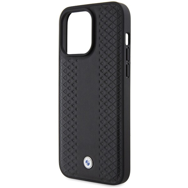 BMW Skinnveske med diamantmønster for iPhone 15 Pro - svart