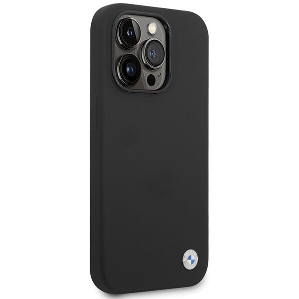 BMW Silikon metall logo etui for iPhone 15 Pro - svart