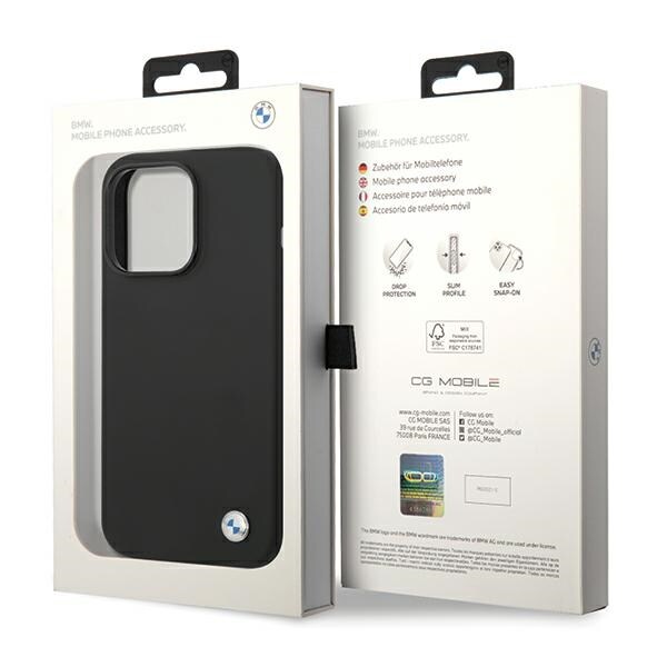 BMW Silikon metall logo etui for iPhone 15 Pro - svart