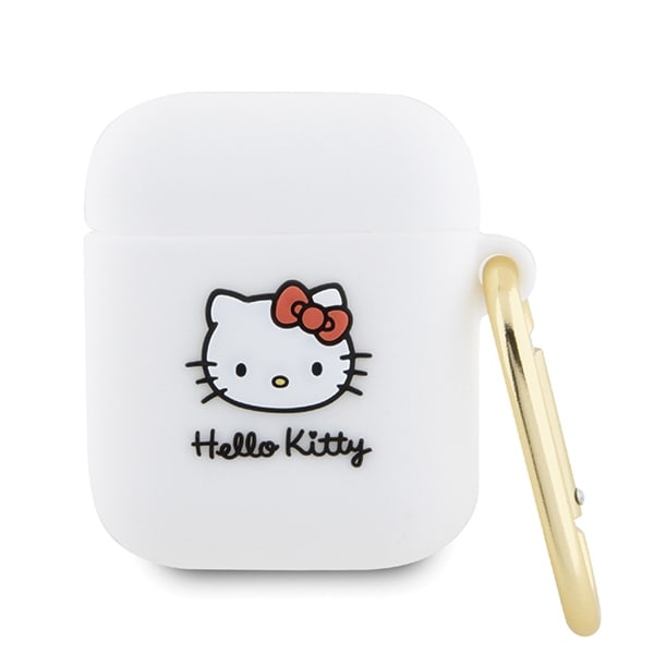 Hello Kitty 3D Kitty Head-etui i silikon for AirPods 1/2 - hvit