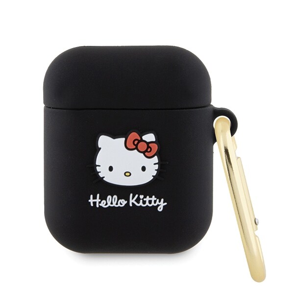 Hello Kitty 3D Kitty Head-etui i silikon for AirPods 1/2 - svart