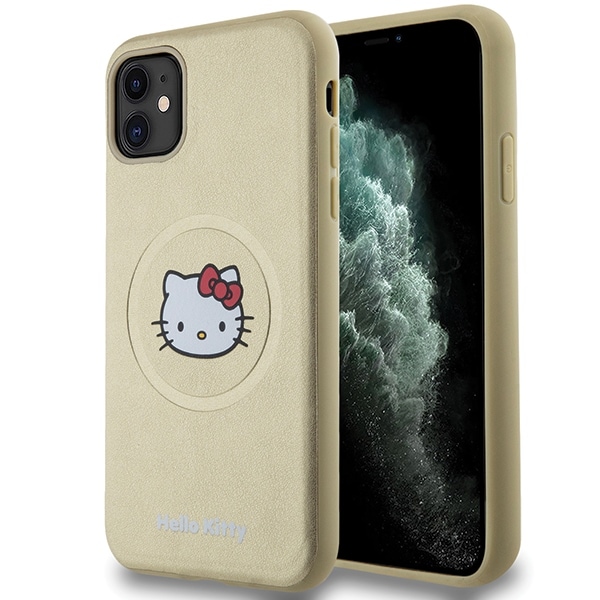 Hello Kitty Kitty Head MagSafe-etui i lær for iPhone 11 / Xr - gull