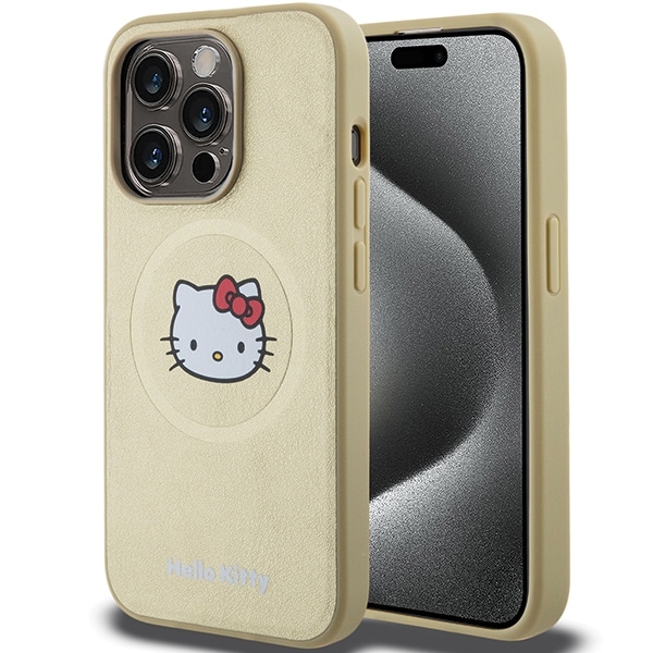Hello Kitty Kitty Head MagSafe-etui i lær for iPhone 13 Pro Max - gull