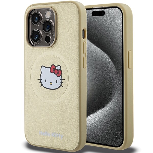 Hello Kitty Kitty Head MagSafe-etui i lær for iPhone 14 Pro - gull