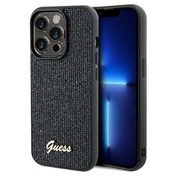Guess Disco Metal Script-etui for iPhone 14 Pro - svart