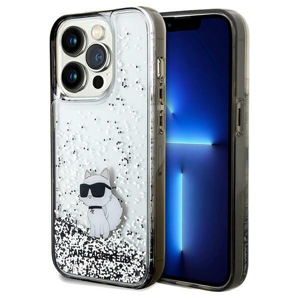 Karl Lagerfeld Liquid Glitter Choupette-etui til iPhone 14 Pro Max - gjennomsiktig