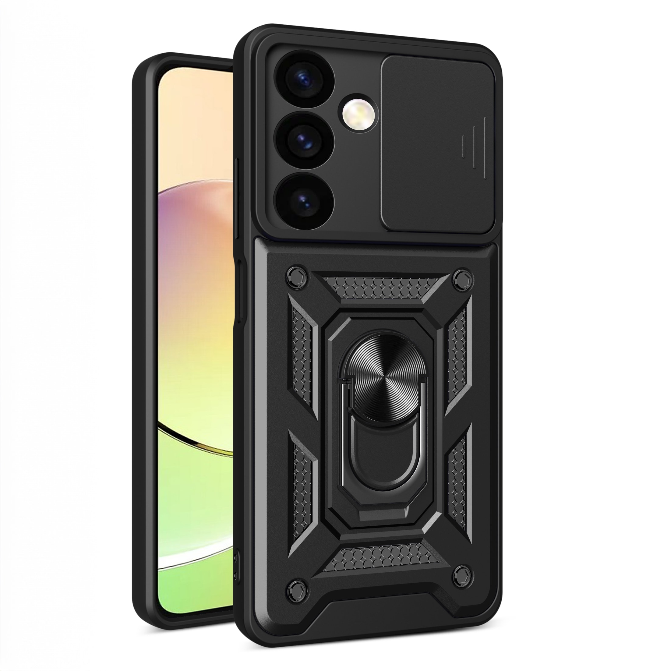 Hybrid Armor Camshield pansret etui for Samsung Galaxy S24+ med kameradeksel - svart
