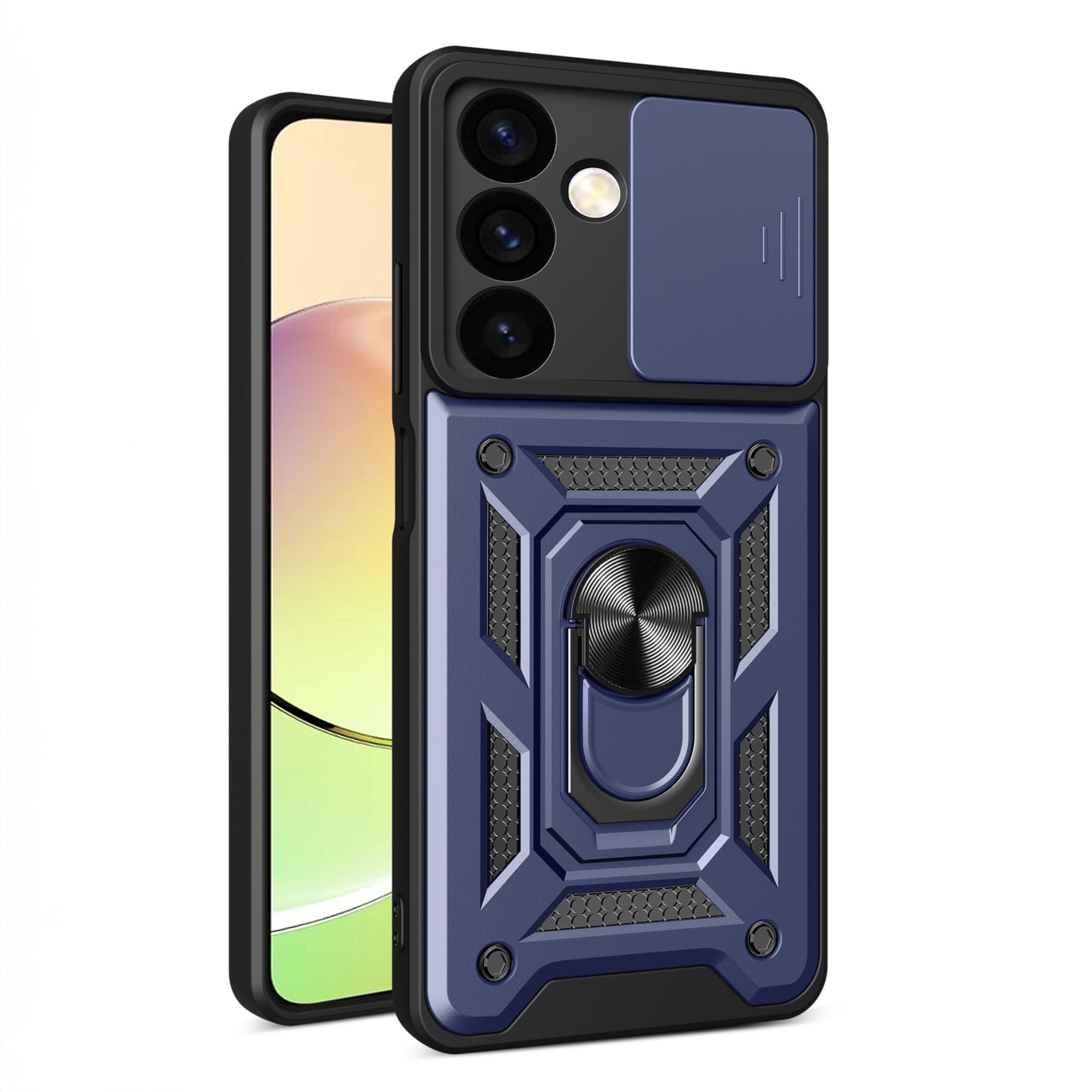 Hybrid Armor Camshield-etui for Xiaomi POCO C65 / Redmi 13C pansret etui med kameradeksel - blå