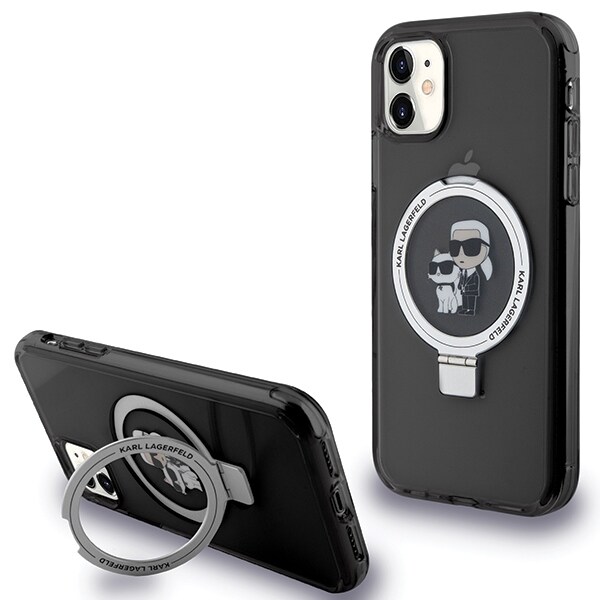 Karl Lagerfeld Ring Stand Karl&Choupette MagSafe-etui for iPhone 11 / Xr - svart
