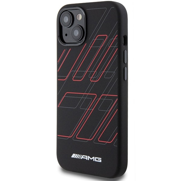 AMG MagSafe-etui i silikon med stort rombe-mønster for iPhone 15 Plus / 14 Plus - Svart