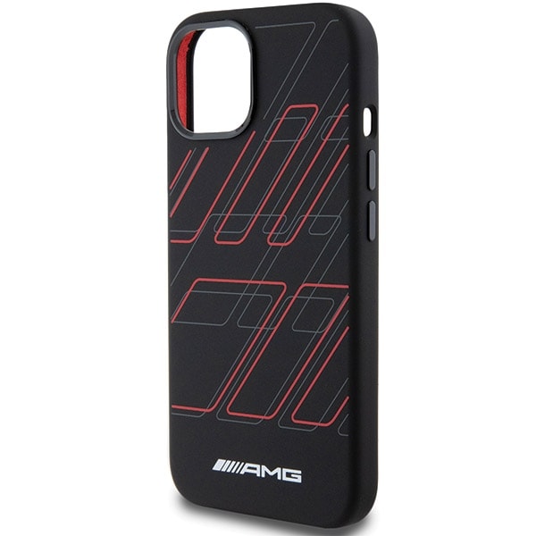 AMG MagSafe-etui i silikon med stort rombe-mønster for iPhone 15 Plus / 14 Plus - Svart