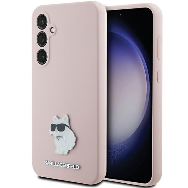 Karl Lagerfeld Choupette metallpinne-etui i silikon for Samsung Galaxy S23 FE - rosa