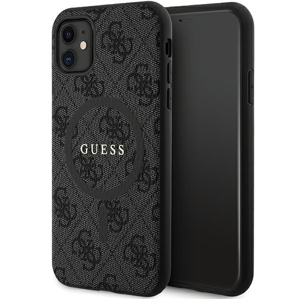 Guess GUHMN61G4GFRK iPhone 11/XR 6.1" black hardcase 4G Collection Leather Metal Logo MagSafe