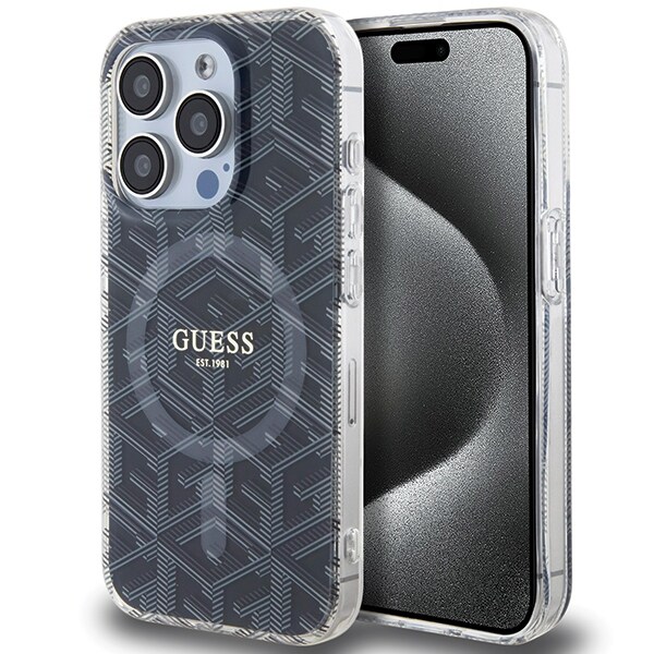 Guess IML GCube MagSafe-etui for iPhone 15 Pro - svart