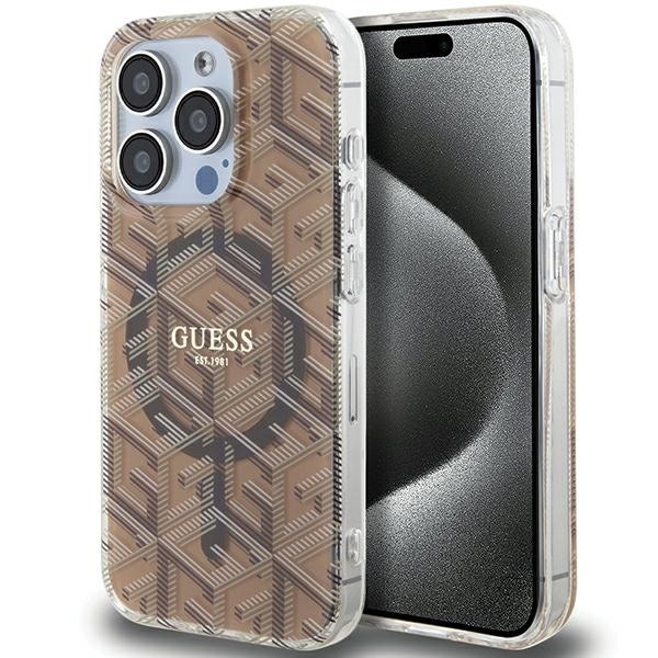 Guess IML GCube MagSafe-etui for iPhone 15 Pro Max - brun