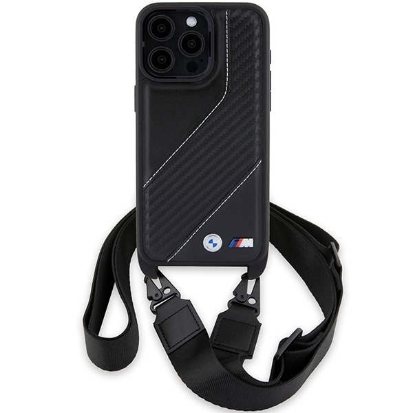 BMW M Edition Carbon Stripe & Strap-etui for iPhone 15 Pro - svart