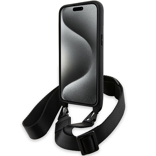 BMW M Edition Carbon Stripe & Strap-etui for iPhone 15 Pro - svart