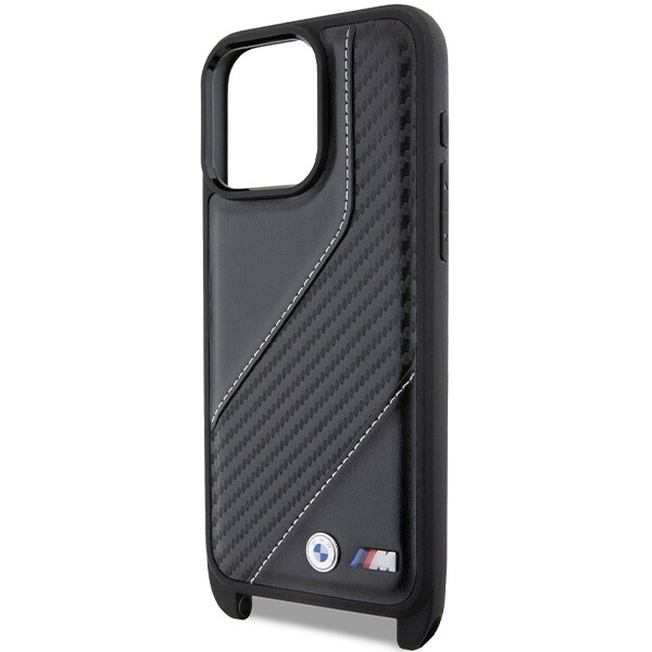 BMW M Edition Carbon Stripe & Strap-etui for iPhone 15 Pro - svart
