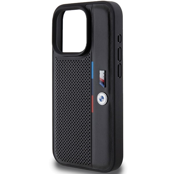 BMW Perforert Tricolor Line-etui for iPhone 15 Pro - svart