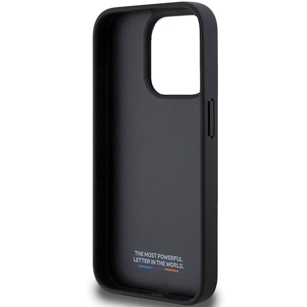 BMW Perforert Tricolor Line-etui for iPhone 15 Pro - svart