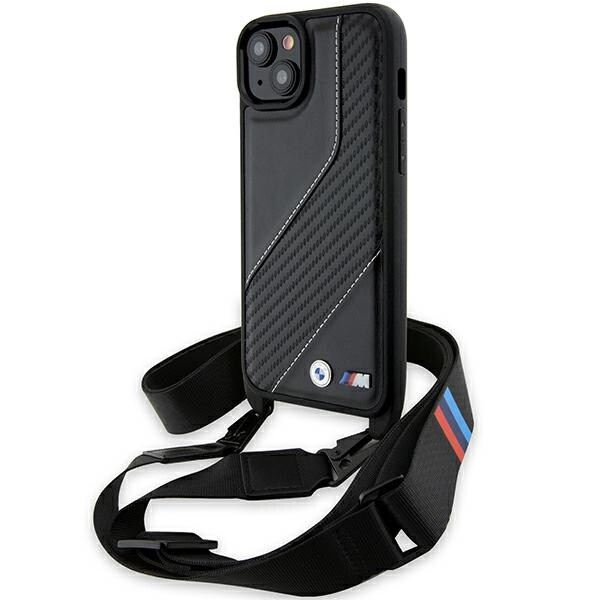 BMW M Edition Carbon Stripe & Strap-etui for iPhone 15 Plus / 14 Plus - svart
