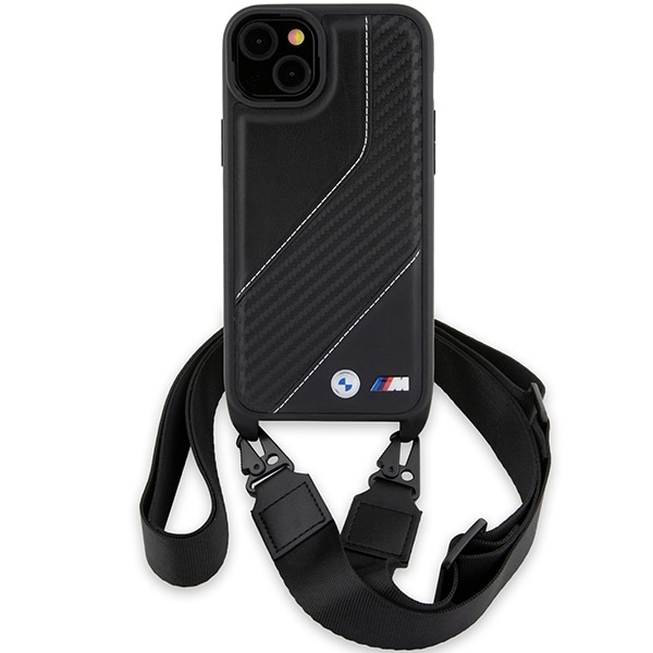 BMW M Edition Carbon Stripe & Strap-etui for iPhone 15 Plus / 14 Plus - svart