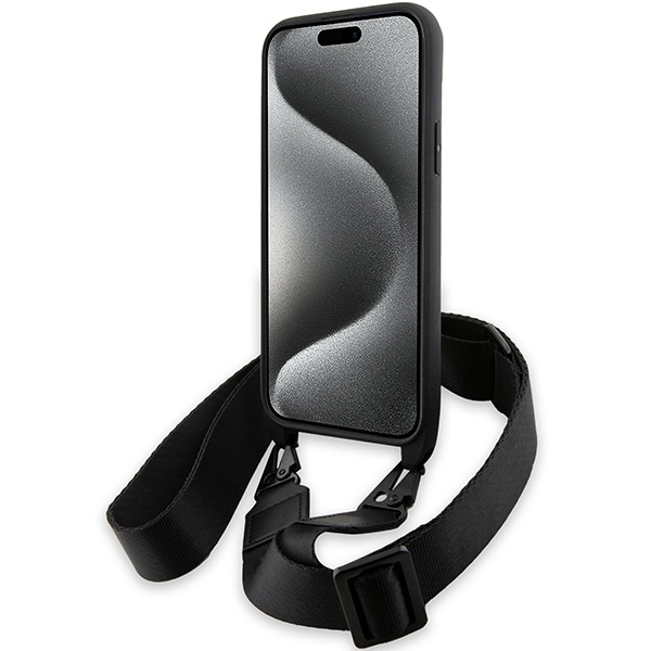 BMW M Edition Carbon Stripe & Strap-etui for iPhone 15 Plus / 14 Plus - svart
