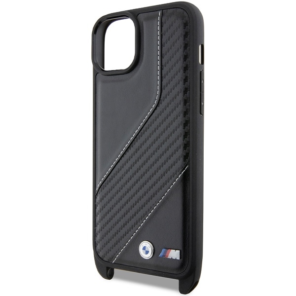 BMW M Edition Carbon Stripe & Strap-etui for iPhone 15 Plus / 14 Plus - svart